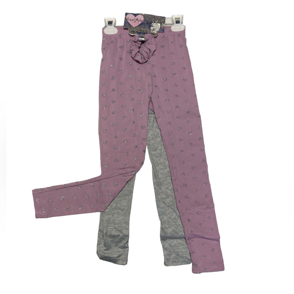 New Free Style 3 piece Set for Girls /Size 8/  2 Leggins & Hair Accessorie